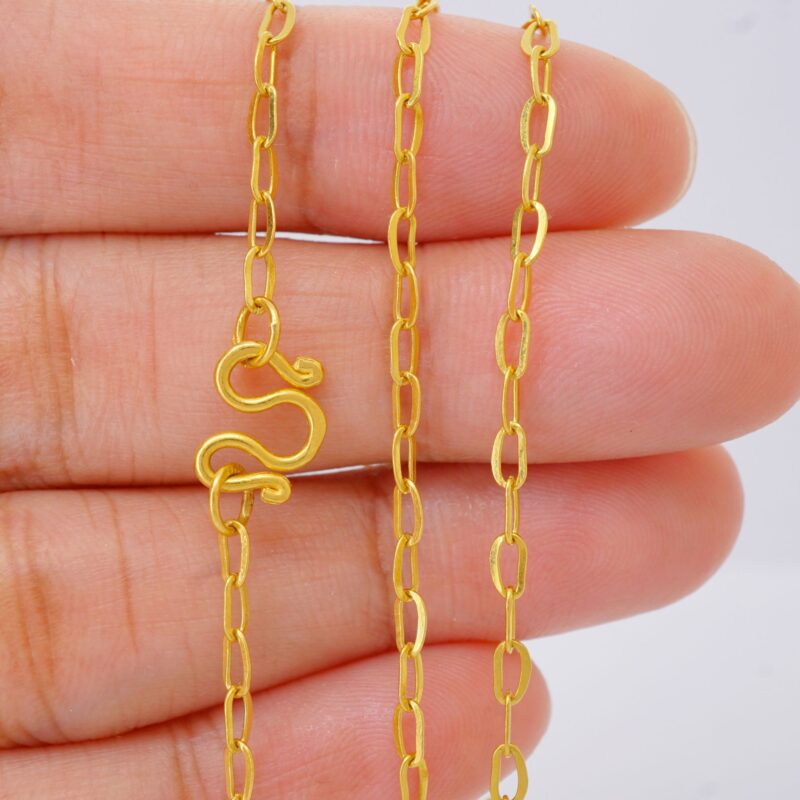 22K Solid Gold Cable Chain Necklace - Image 5