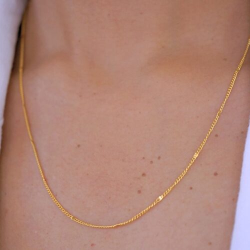 22K Solid Gold Cloud Curb Chain Necklace