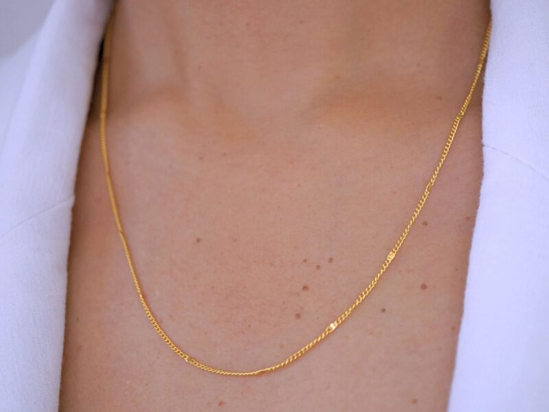 22K Solid Gold Cloud Curb Chain Necklace