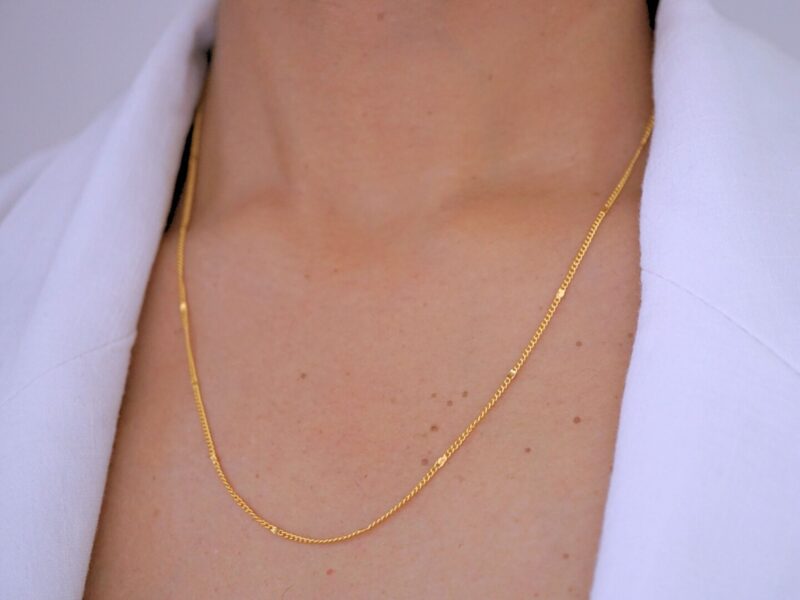 22K Solid Gold Cloud Curb Chain Necklace - Image 2