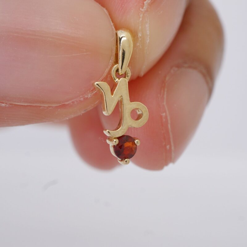 Capricorn with Garnet Pendant, 10K Solid Gold, Dainty Gold Necklace - Image 7