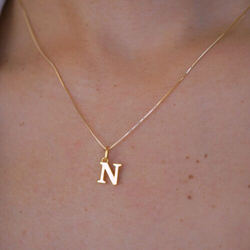 24K Initial Letter Pendant, A to Z Letter Gold Pendant
