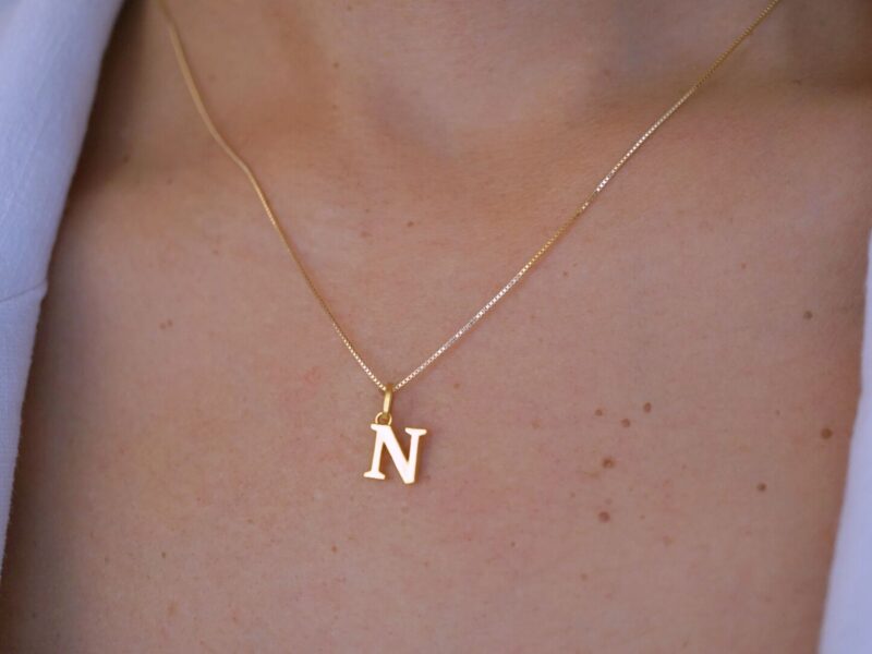 24K Initial Letter Pendant, A to Z Letter Gold Pendant