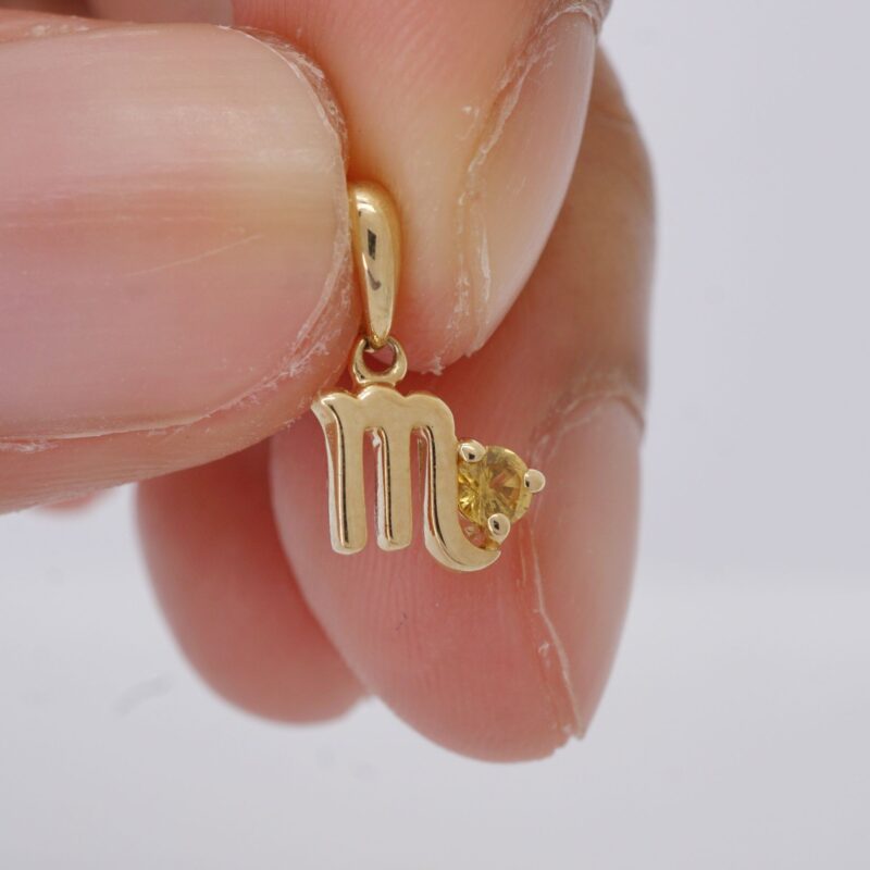 Scorpio with Yellow Sapphire Pendant, 10K Solid Gold, Dainty Gold Necklace - Image 4