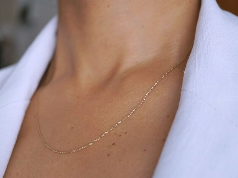 Rolo Chain Gold Necklace 9K Solid Gold - Image 3