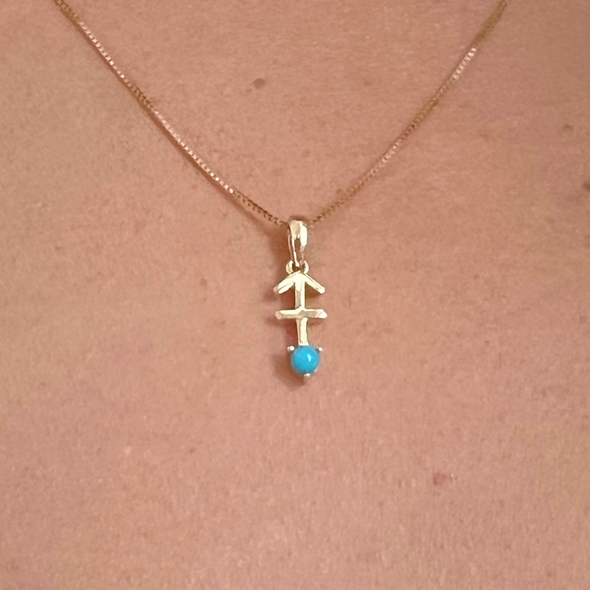 Sagittarius with Turquoise Pendant, 10K Solid Gold, Dainty Gold Necklace - Image 7