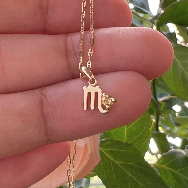 Scorpio with Yellow Sapphire Pendant, 10K Solid Gold, Dainty Gold Necklace - Image 6