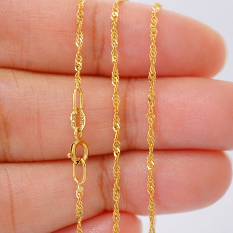 Singapore Chain Necklace 18K Solid Gold - Image 4