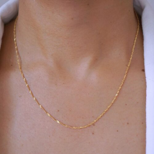 Singapore Chain Necklace 9K Solid Gold