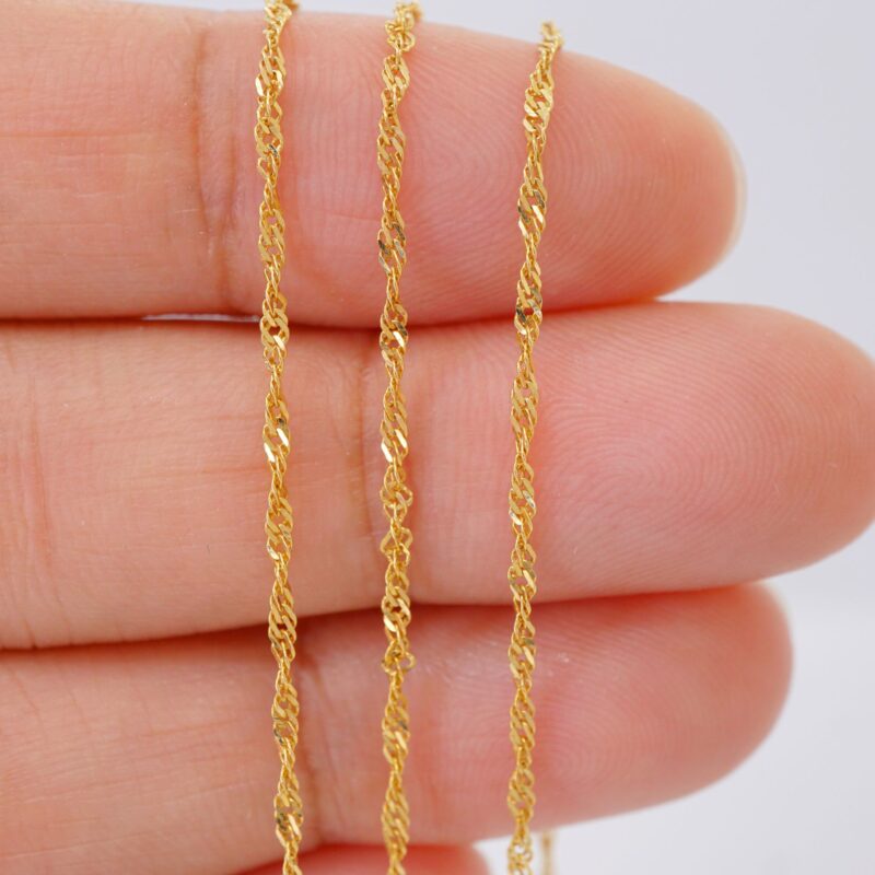Singapore Chain Necklace 18K Solid Gold - Image 5