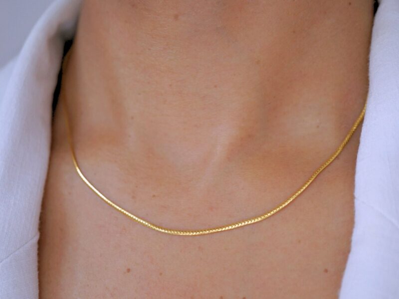 22K Solid Gold Snake Chain Necklace - Image 4