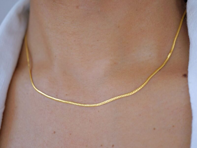 22K Solid Gold Snake Chain Necklace - Image 3