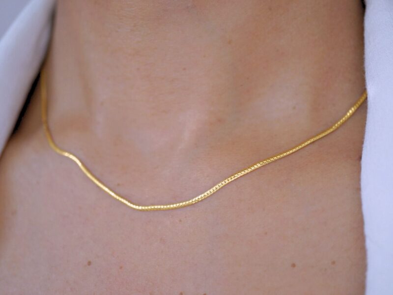 22K Solid Gold Snake Chain Necklace - Image 6
