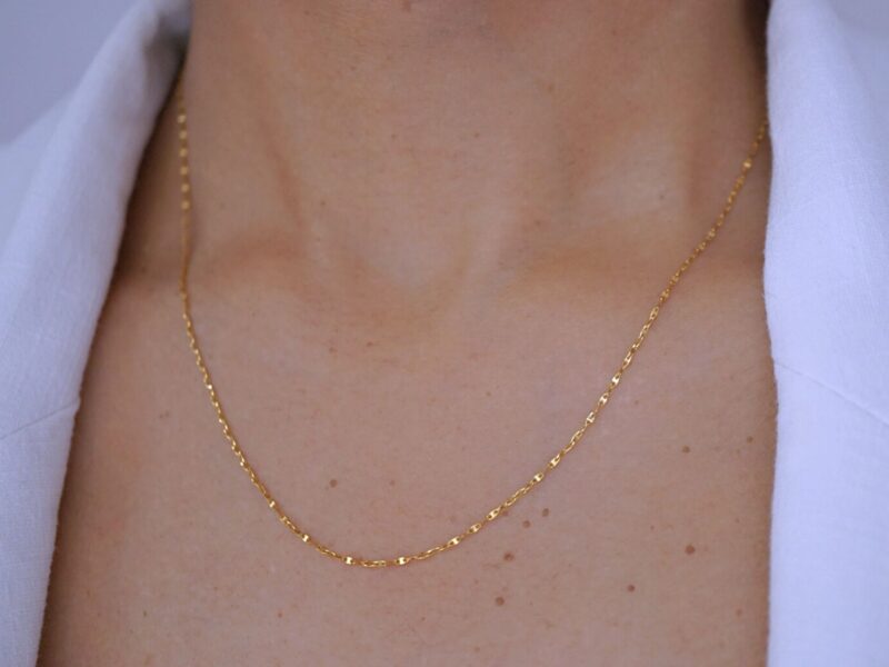 Sparkle Chain Necklace, 18K Solid Yellow Gold or White Gold - Image 5