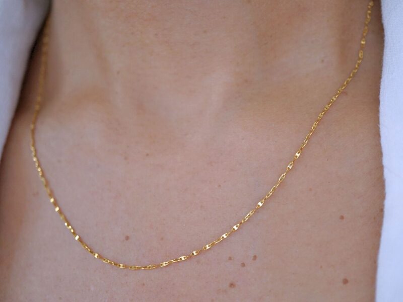 Sparkle Chain Necklace, 18K Solid Yellow Gold or White Gold - Image 3