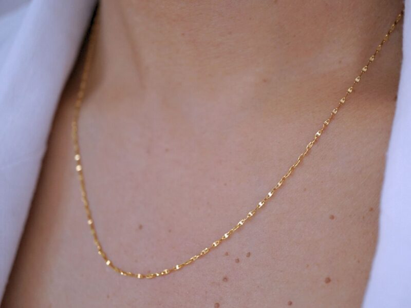 Sparkle Chain Necklace, 18K Solid Yellow Gold or White Gold - Image 2