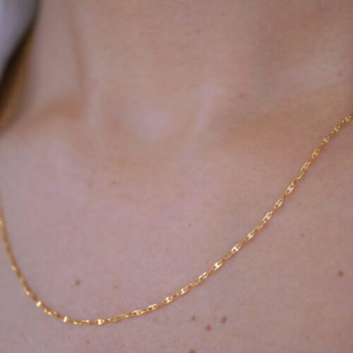 Sparkle Chain Necklace, 18K Solid Yellow Gold or White Gold