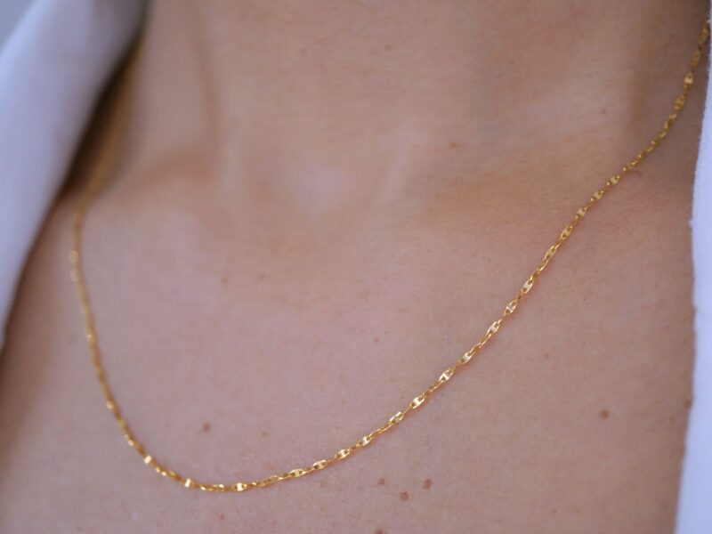 Sparkle Chain Necklace, 18K Solid Yellow Gold or White Gold