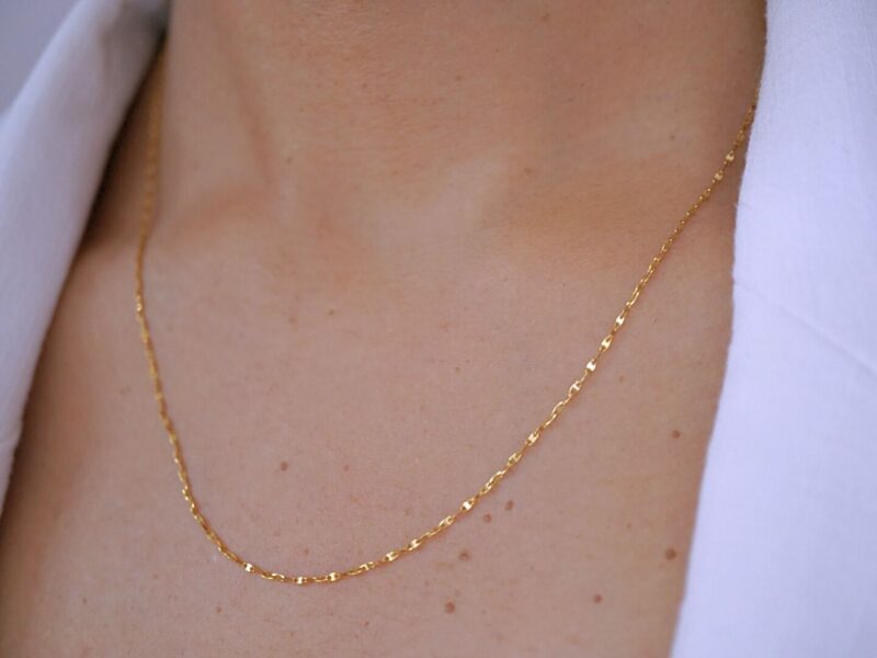 Sparkle Chain Necklace, 18K Solid Yellow Gold or White Gold - Image 4