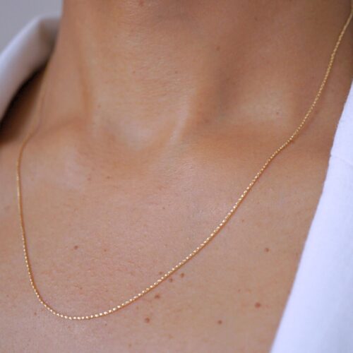 Twisted Box Chain Necklace 9K Solid Gold