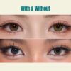 Enhance dark eyes with OLENS Scandi Olive monthly colored contacts. Natural olive tone, soft blend, no harsh ring. Korean FDA-approved. Powers 0.00 to -8.00.