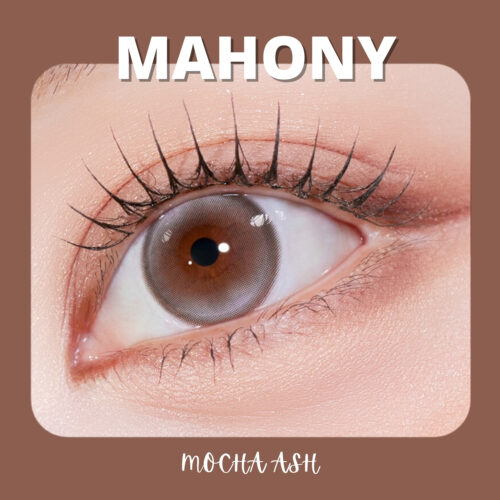 MYFiPN Mahony Mocha Ash monthly colored contacts feature a soft mocha ash tone that enhances dark eyes naturally. Available in plano & prescription (0.00 to -8.00).