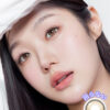 MYFiPN Biv Oatmeal monthly colored contacts with a soft filter-like oatmeal brown tone and defined limbal ring. Silicone hydrogel lenses available in 0.00 to -8.00.