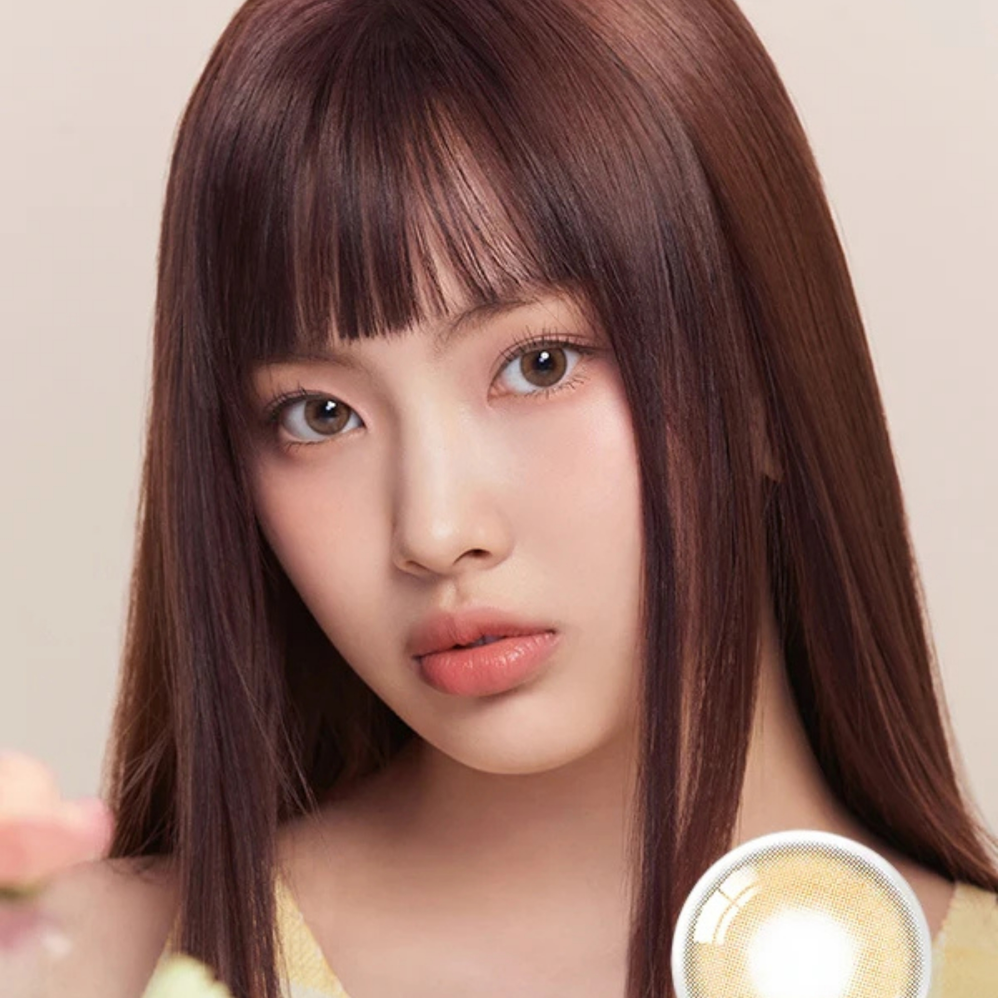 OLENS French Shine Hazel monthly colored contacts. Warm hazel tone with soft shine, natural blend, no harsh ring. Available 0.00 to -8.00, including plano.