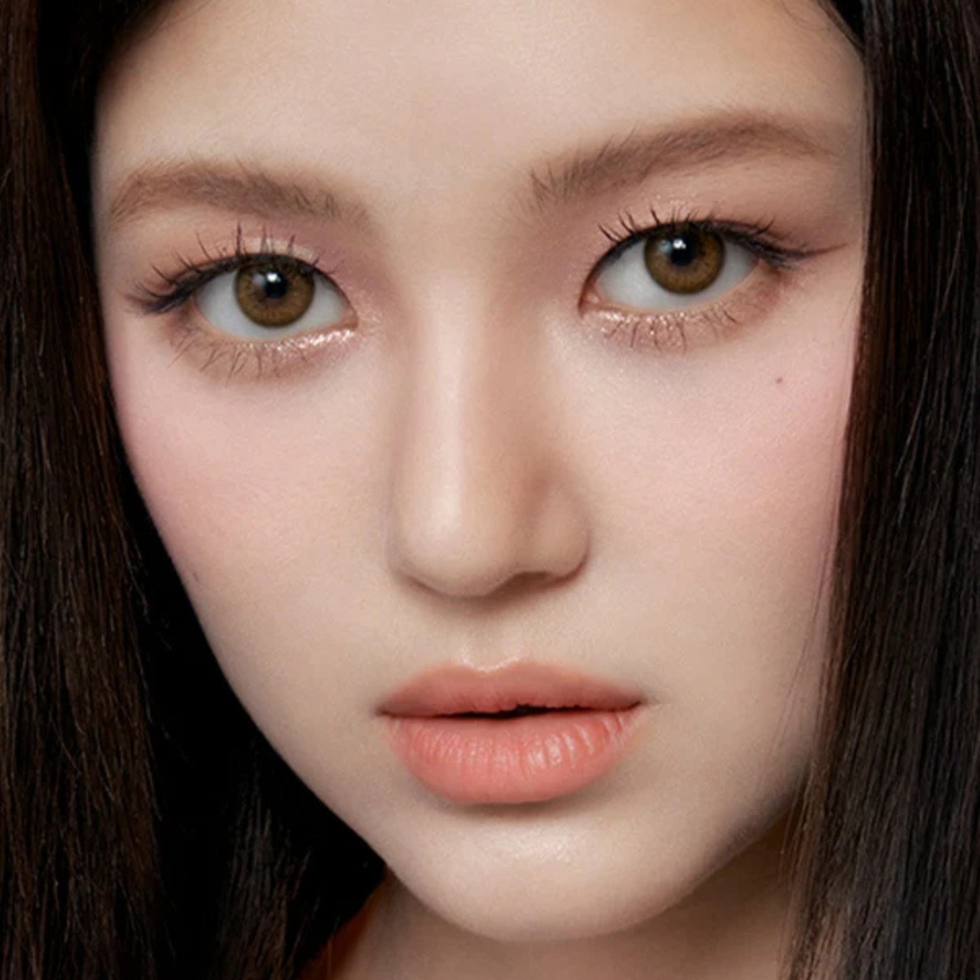 OLENS Scandi Hazel monthly colored contacts for dark eyes. Soft hazel blend, natural look, no harsh ring. Korean FDA-approved. Powers 0.00 to -8.00.