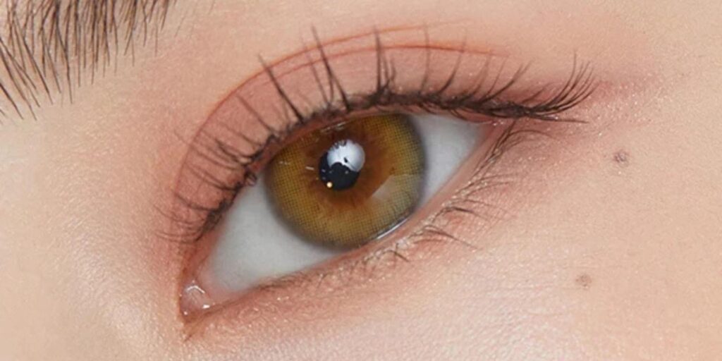 OLENS Scandi Olive cool gray-green olive colored contacts for dark eyes with Scandinavian minimalist finish