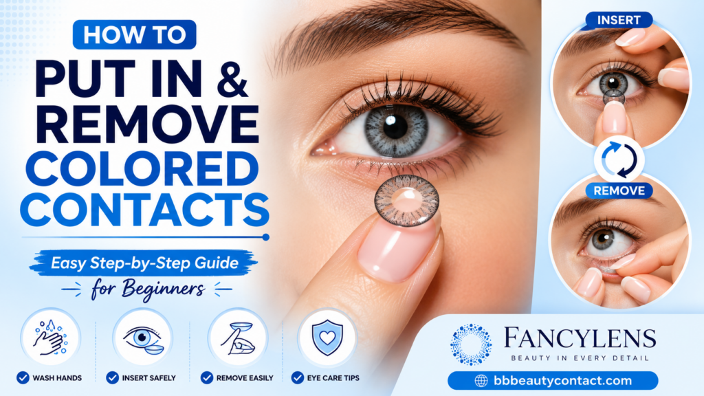 how to put in and remove colored contacts