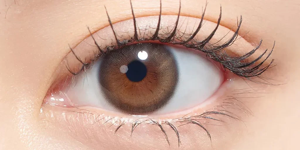 Hapa Kristin One and Only Brown colored contacts for dark eyes provide a natural brown tone with smooth blending and even coverage. The design enhances warmth while maintaining a soft and wearable finish. The lens feels light and comfortable.