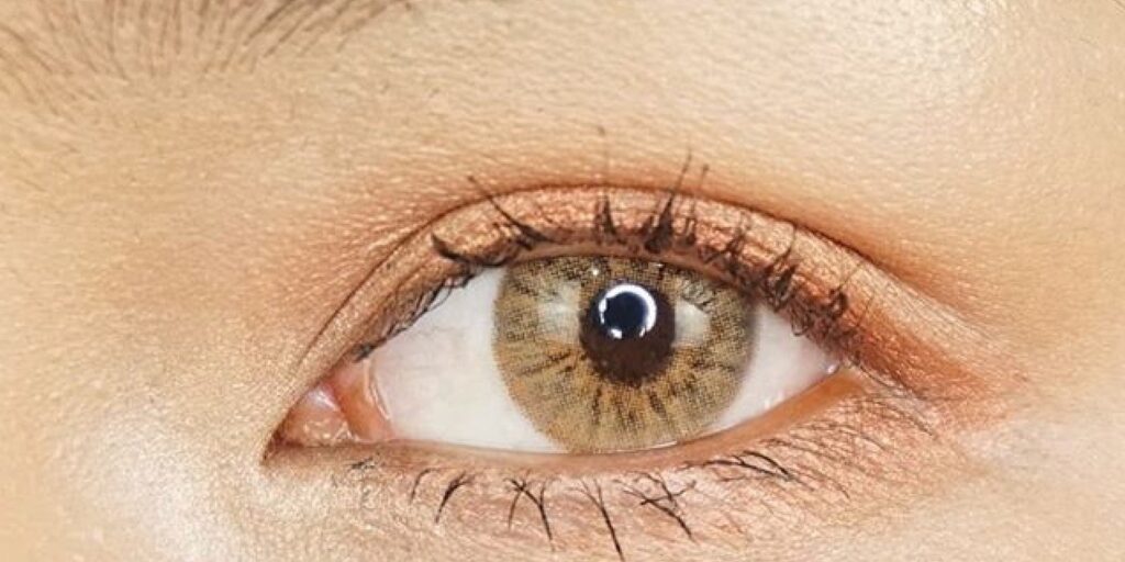Pitchy Cherry Brown deep cherry-amber hazel colored contacts for dark eyes