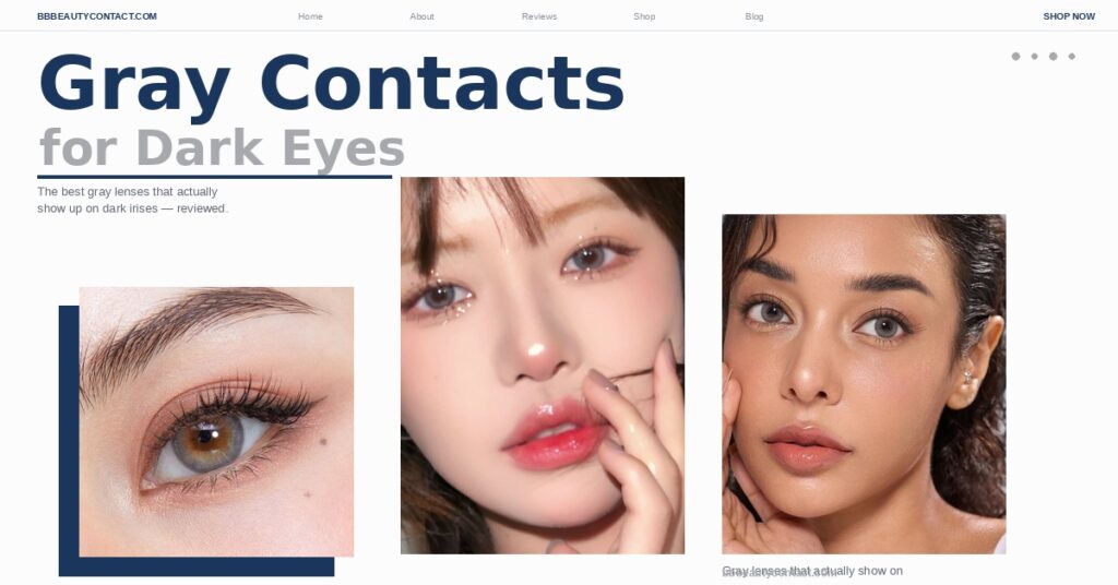 Gray contacts that actually show on dark eyes — find the best opaque lenses for dark irises in 2026. Prescription 0.00 to -10.00. Ships worldwide.