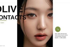 Olive colored contacts for dark eyes create a fresh and unique look. The tones range from olive to vivid green, designed to show clearly while blending naturally. A great choice for soft color change with noticeable effect.