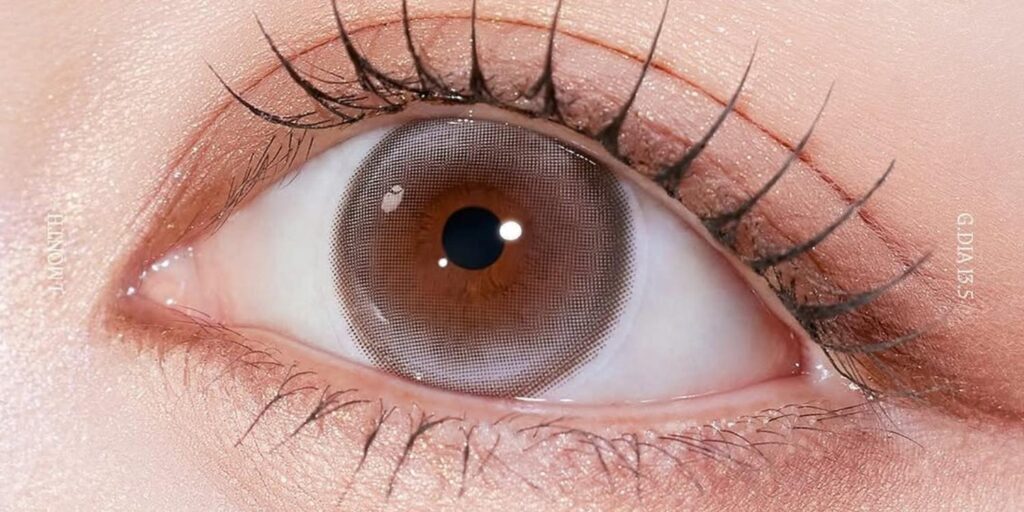 MYFiPN Mahony Mocha Ash warm mocha-olive colored contacts for dark eyes with earthy brown-green finish
