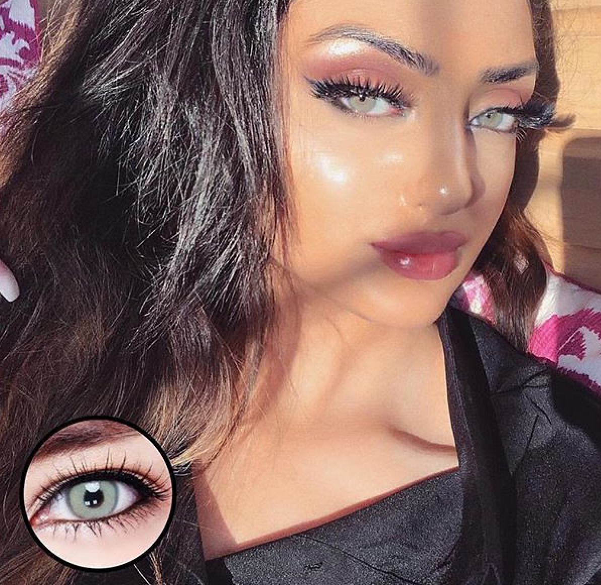 Sweety Spatax Gray colored contacts on dark eyes
