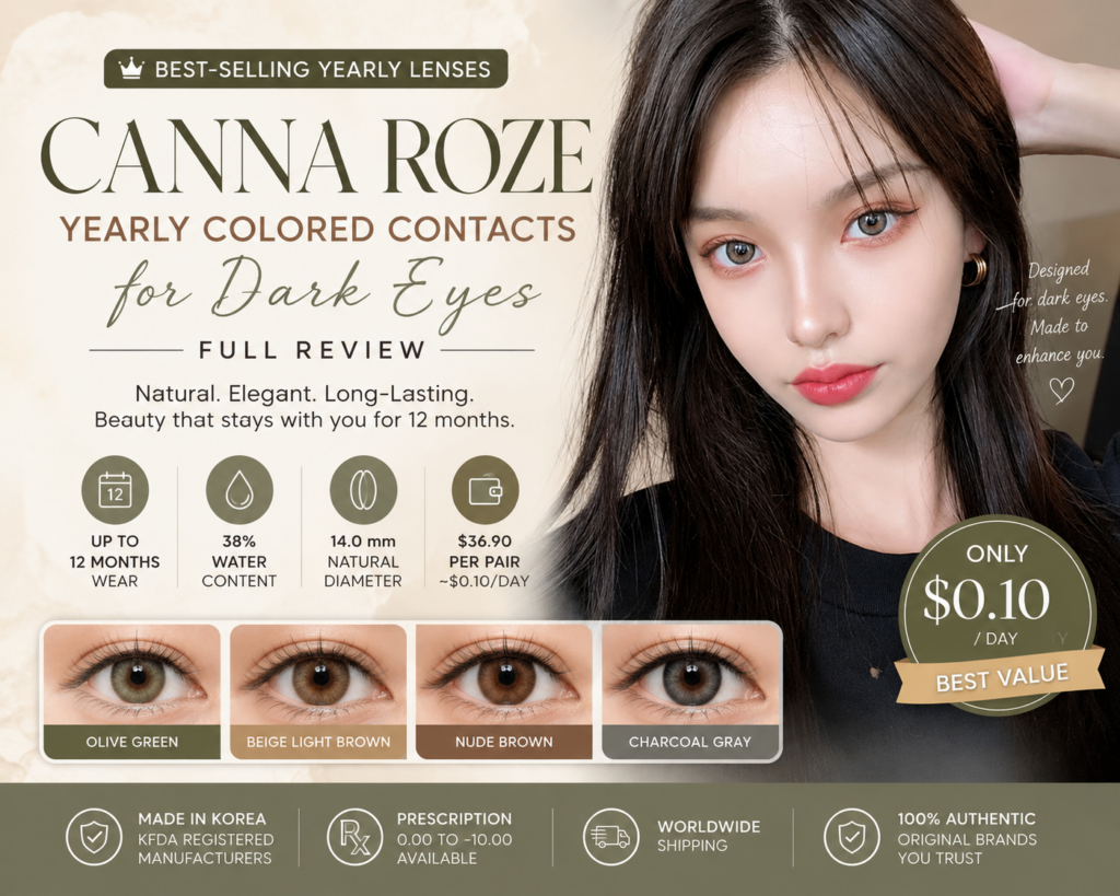 Canna Roze Yearly Colored Contacts for Dark Eyes — Full Review