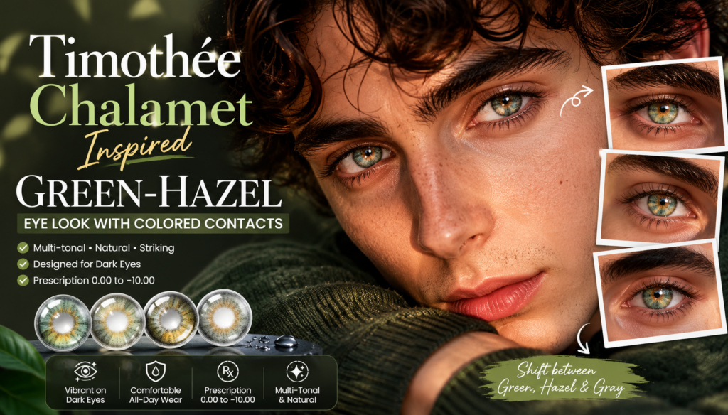 Green-hazel eye transformation with Timothée style