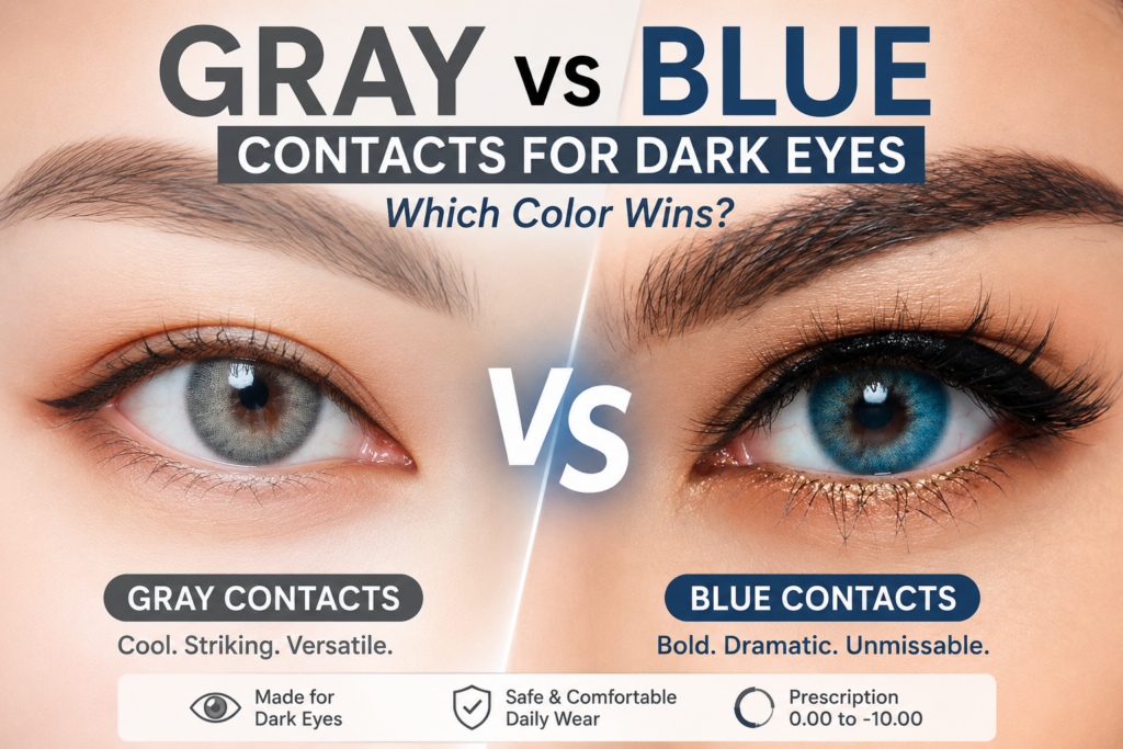 Gray vs Blue Contacts for Dark Eyes — Which Color Wins?