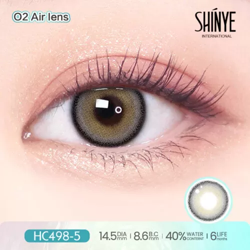 Shop Shinye Mia Gray 6-Month Colored Contacts for dark eyes with a bold brown-to-gray color transition and medium contrast. Available in powers 0.00 to -4.50.